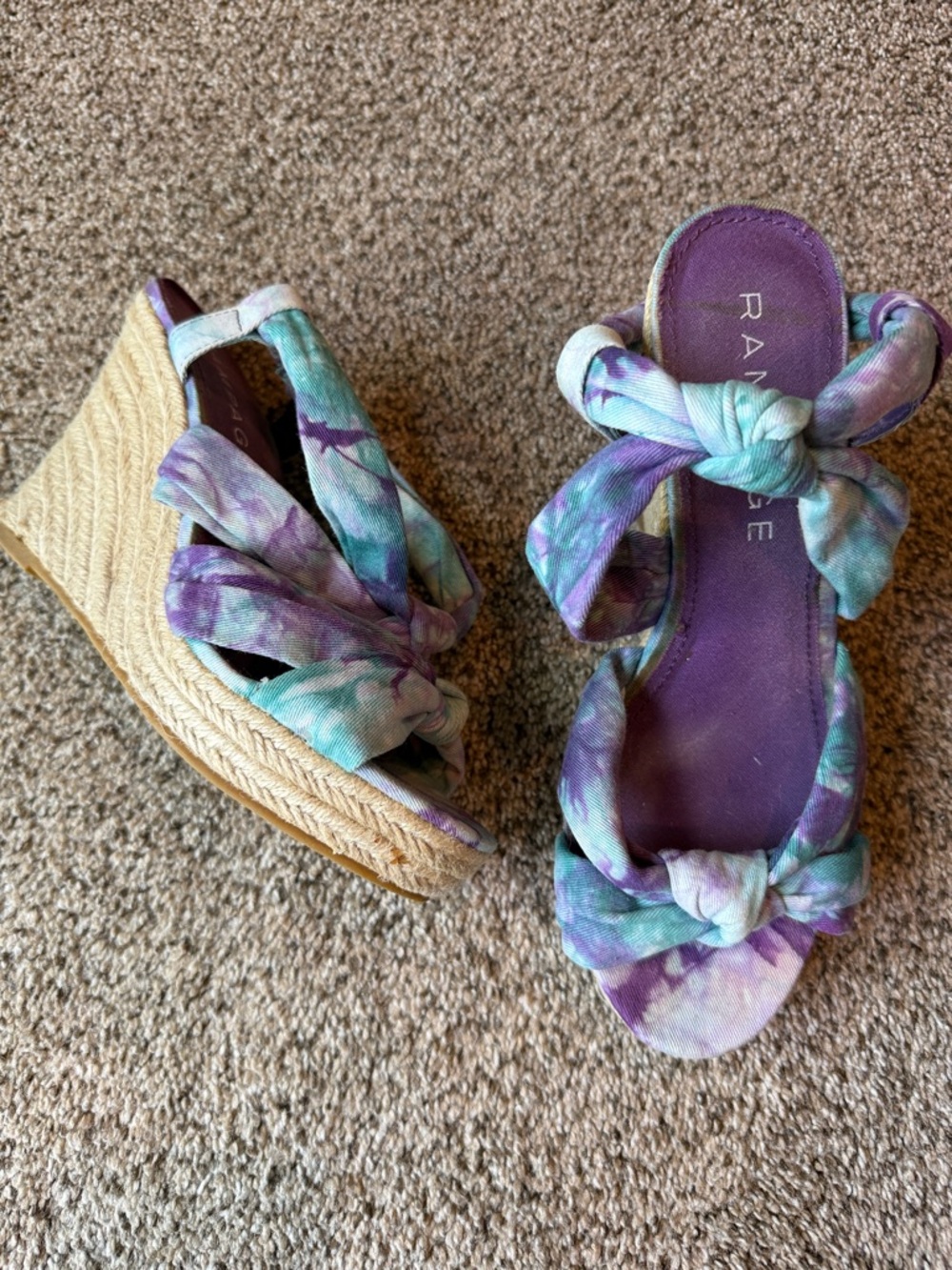 Rampage | Tie-Dye Purple & Teal Espadrille Wedge Sandals